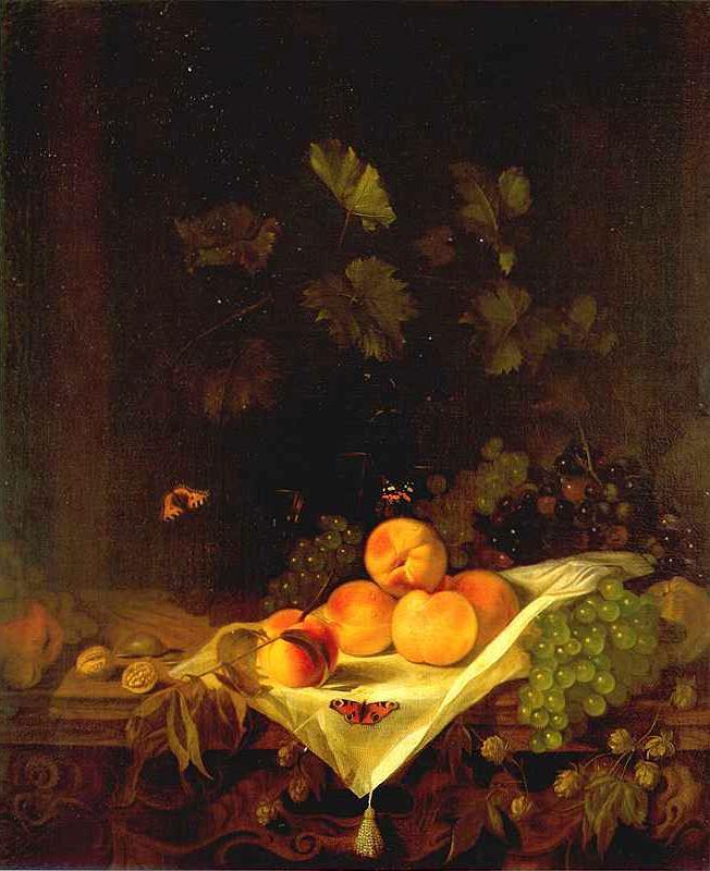 CALRAET, Abraham van Still-life with Peaches and Grapes Germany oil painting art